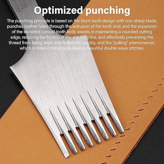 WUTA Leather Chisel All-Polished Die-Steel Puncher French Style Pricking Iron Sharp Leather Punching Tool Kits
