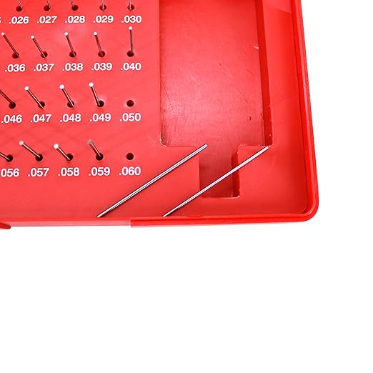 HFS(R) Pin Gage Set M0 Plus Steel Gauge with Storage Case for Carpenters and Home Improvement 50 PCS 0.011-0.060"