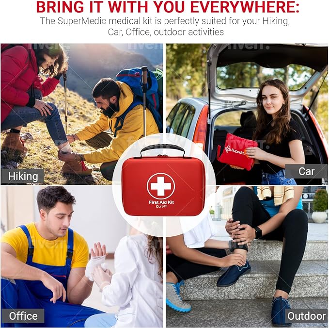 First Aid Kit 230 piece, Waterproof, All Purpose Use Outdoor, Indoor, Car, Hiking, Office, Kitchen,