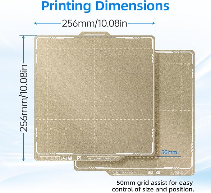 BIQU PyroGrip Double Side Textured PEI Build Plate for Bambu-Lab P1P P1S P2S X2D X1C X1E A1 3D Printers 257x257mm PEI Spring Steel Flexible Sheet Print Bed Removable Surface Platform