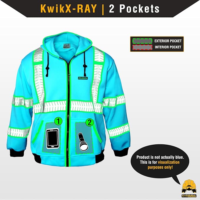 KwikSafety - Charlotte, NC - Men's Fleece Safety Hoodie | PPE Hi Vis Lightweight Reflective Jacket