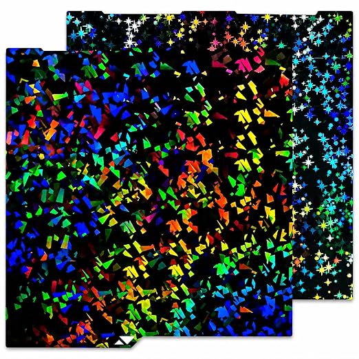 256x268mm PEF+PEY Holographic Build Plate for Anycubic Kobra 3 V2/Kobra 3/Combo/ACE Pro, Rainbow Confetti PEF+Galaxy PEY Spring Steel Plate Print Bed for Anycubic Kobra 3 3D Printer