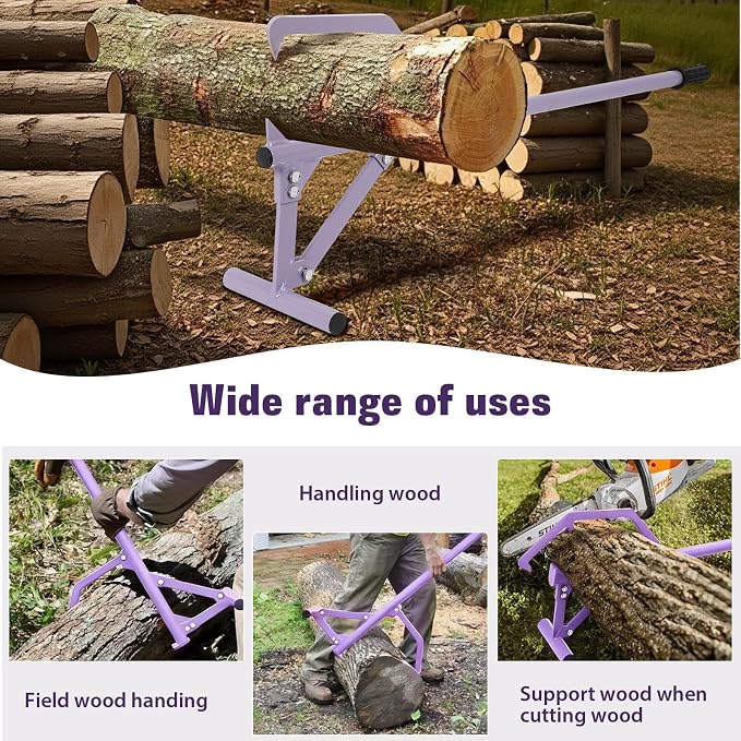 FAHKNS Timberjack Log Roller Lifter, 50.8 inch Adjustable Log Roller Cant Hook, Long Handle Log Roller Tool ups to 25" in Dia Logging Tools, Heavy Duty Steel Log Jack for Rolling and Raising Up Logs