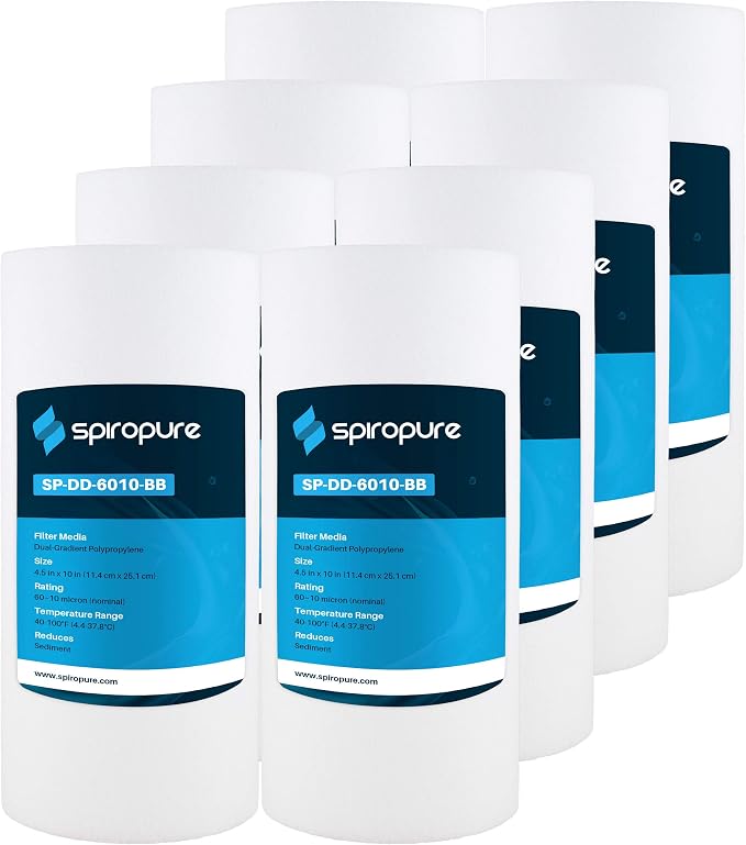 SpiroPure 10x4.5 BB 10 Micron Spun Sediment Water Filter SDC-45-1010 8 Pack