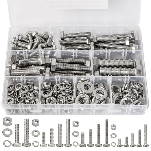 M6 M8 M10 M12 Metric Bolts and Nuts Assortment Kit 16mm to 60mm 304 Stainless Steel Hex Head Nuts Bolts Washers Assortment 15 Metric Size Nuts and Bolts Assortment Kit w/Storage Case, 232PCS, SHAOHUA