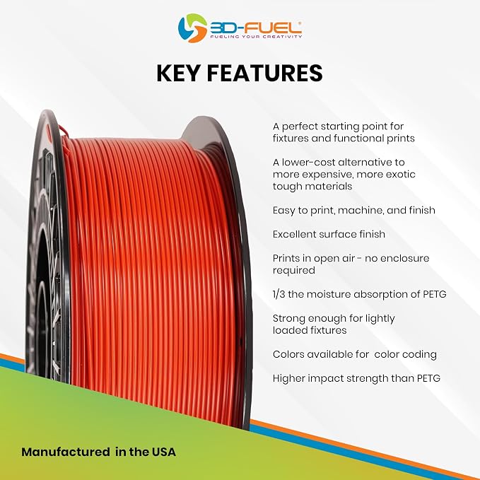 3D-Fuel Tough Pro PCTG Filament for Printing, Better Than PETG Filament, Made in The USA, Dimensional Accuracy +/- 0.02 mm, 1.75mm, 1 kg Spool, Toolbox Red