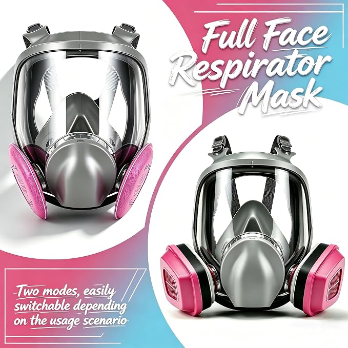 Gas Mask Full Face Respirator Mask with Filters Reusable Paint Mask Dust Mask for Painting Sanding Spraying Welding