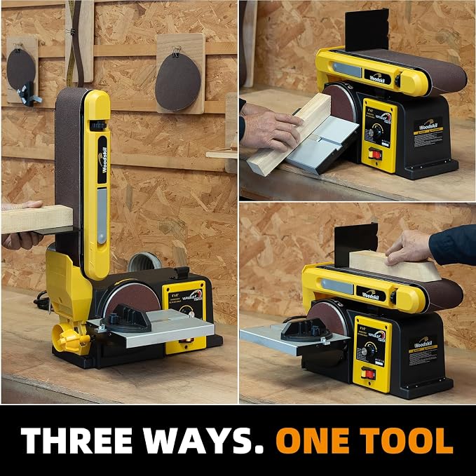 Woodskil Variable Speed Belt Disc Sander, 4 x 36 Inch Belt & 6 Inch Disc 3A Benchtop Sander Combo Machine, 2000-4000 RPM, 1060-2110 FPM for Woodworking, DIY