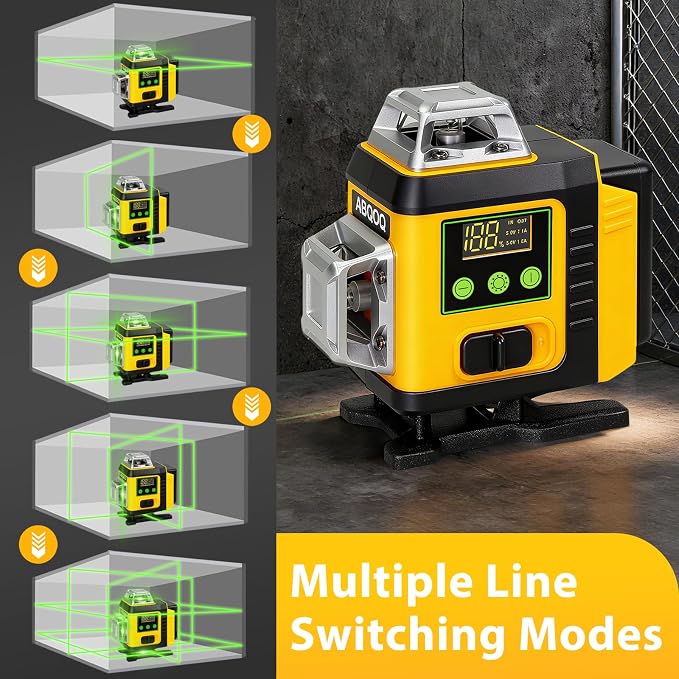 Laser Level - Laser Level 360 Self Leveling with Tripod, 4 x 360 Lazer Leveler Tool Green Line Laser for Ground Leveling, 16 Line Laser Level for Picture Hanging, Measuring, Construction