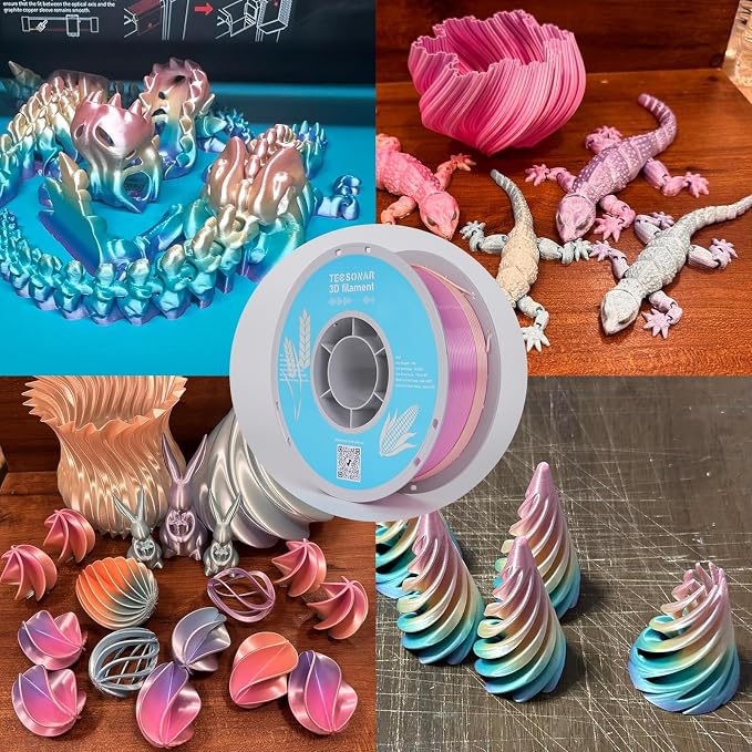 Silk Rainbow PLA 3D Printer Filament, 1KG Spool(2.2lbs) 1.75mm PLA Fast Color Change 3D Printing Material, Multicolor PLA,Gradient Filament for Most FDM 3D Printers,Ice Cream Color