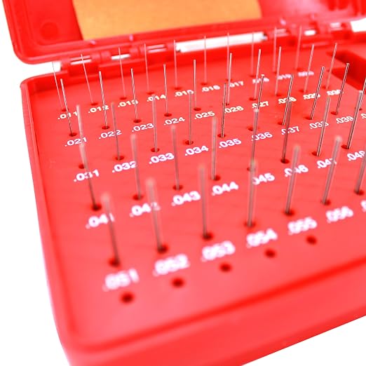 HFS(R) Pin Gage Set M0 Plus Steel Gauge with Storage Case for Carpenters and Home Improvement 50 PCS 0.011-0.060"