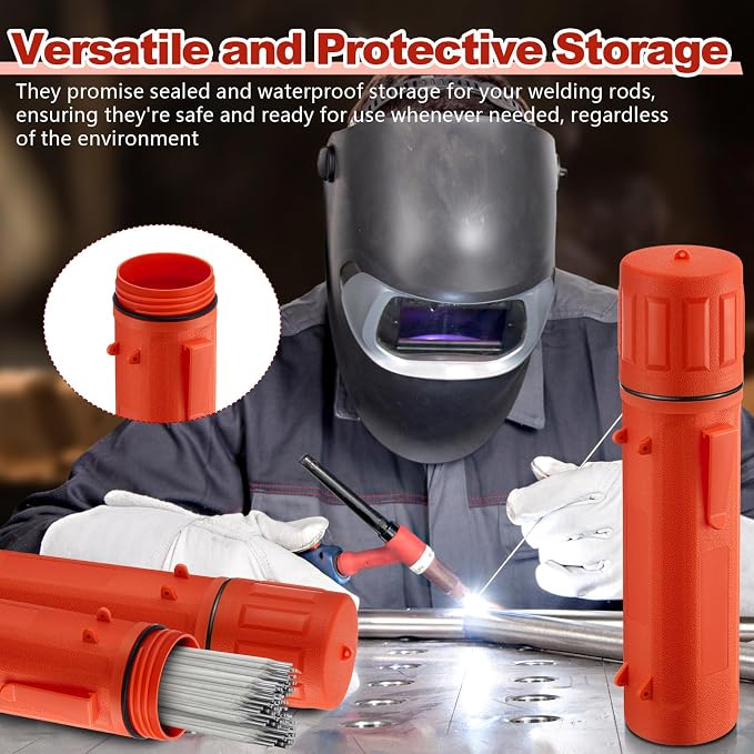 Zonon 4 Pcs Welding Rod Storage Tube 14 Inch Electrode Welding Rod Holder Container Airproof and Waterproof for Canister(Orange)