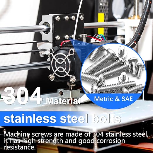 408PCS Machine Screws Nuts and Bolts Assortment Kit, 304 Stainless Steel Bolts #6-32#8-32#10-24 M3 M4 M5 Phillips Pan Head Hardware Screw Assortment Kit, Assorted Bolts, Nuts and Washers Kit