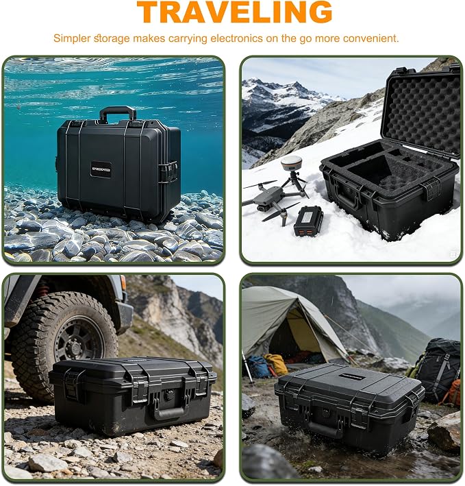 IP67 Hard Protective Case with Custom Pick-and-Pull Foam, Shockproof For Camera Drones Equipment Storage, 18" in