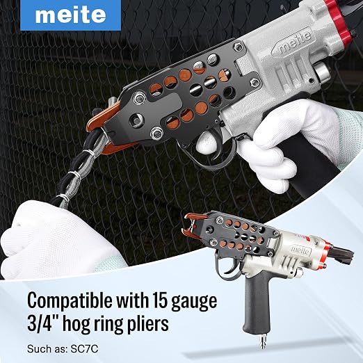 meite 15 Gauge 3/4" Hog Rings, 304 Stainless Steel Hog Ring Staples for SC7C Hog Ring Stapler, C Ring Staples for Construction Mesh, Livestock Fencing, Fishing Traps (2,000 Counts)