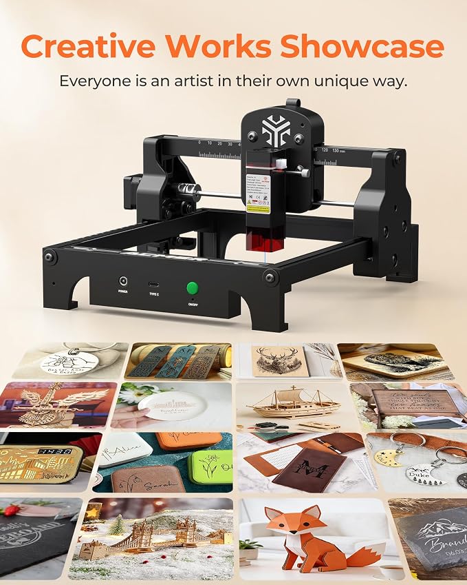 ACMER S1 Laser Engraver for Beginners, 6000mW Lazer Engraving Machine with 130x130mm Working Area, Laser Cutter for Wood, Acrylic, Leather, DIY Crafts & Small Business