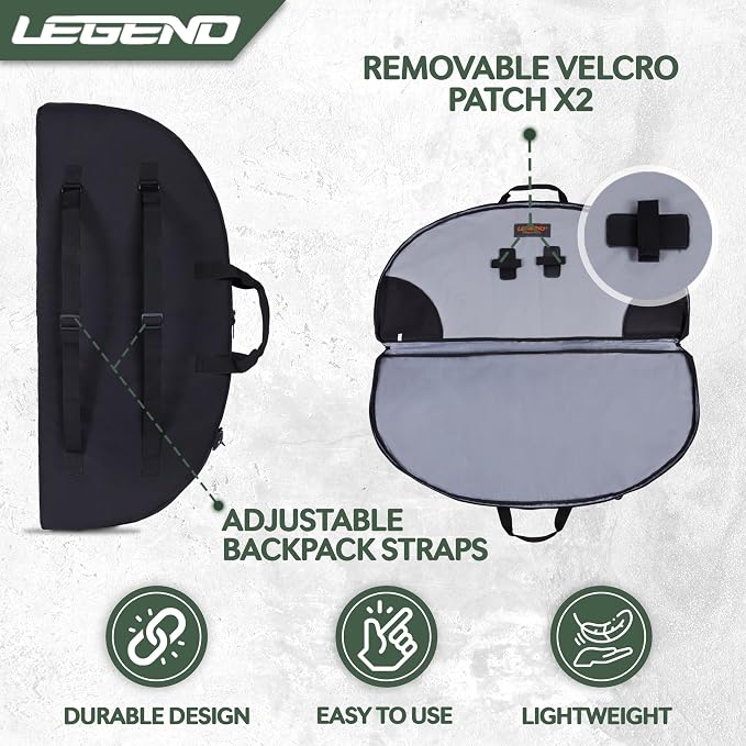 LEGEND Essential Compound Bow Case - Soft Bow Case for Compound Bow & Archery Accessories, Premium Bow Bag with Durable Nylon Fabric, Lightweight Archery Case with Backpack Strap - 36" or 44" Interior