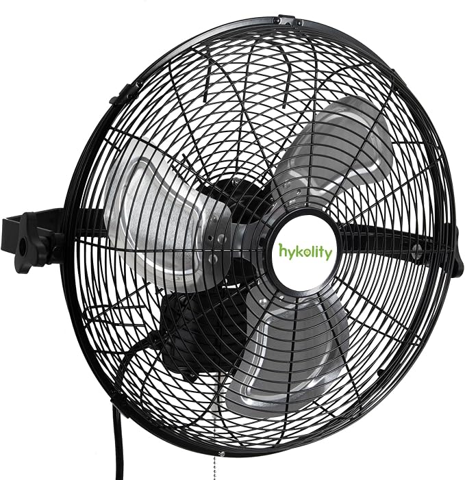 hykolity 3000 CFM 14 in. Outdoor Wall Mount Fan, 3-Speed Industrial Grade High Velocity Outdoor Fans, Black Waterproof Wall Fan for Patio, Garage, Commercial, and Gazebo - ETL Listed