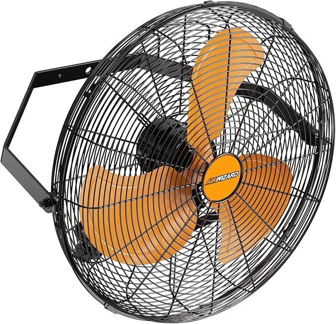 20" Industrial Wall Mount Fan, 4850 CFM High Velocity [Garage, Workshop, Gym] Sealed Motor, 3 Speed Metal Fan, 180° Tilt, Commercial Grade - UL Listed