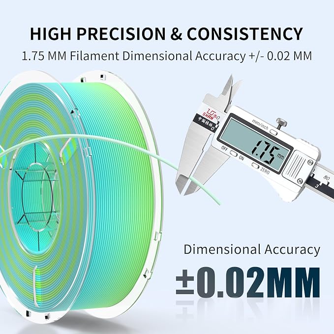 RAMBERY Matte Rainbow 3D Printing Filament Fast Color Change, Multi-Color PLA Filament for Most FDM 3D Printer, 1.75mm 1kg(2.2lbs), Matte Rainbow Blue-Green