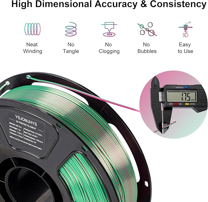 Silk Dual Color Filament Bundle 4KG, Shiny 3D Printer Filament 1.75mm Bulk, Dimensional Accuracy +/- 0.02mm, Individually Vacuum Packed, Bicolor PLA Filament Pack, 4 Spools 1KG Each