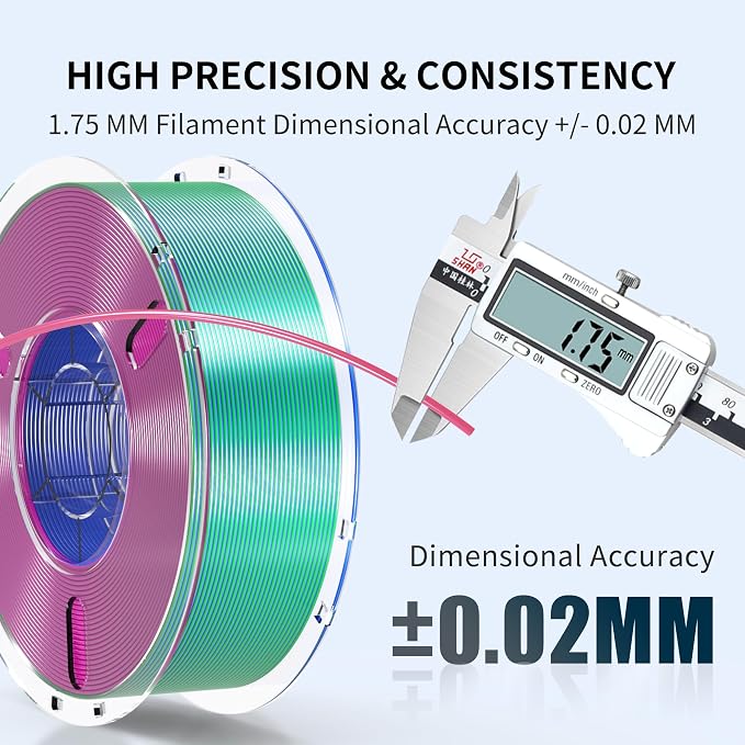 RAMBERY Silk Tri Color 3D Printer Filament 1.75mm, Triple Color Change by Angle, Silk Shiny PLA Filament Red-Blue-Green, 1kg Spool (2.2lbs)