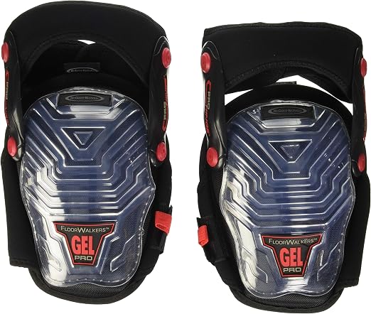 McGuire-Nicholas 30511-1 Pro Hinge Floor Walker Gel Gripper Protective Work Knee Pads, Non-Marring Knee Pads for Flooring, Construction, Painting, Welding, Plumbing Black/Clear (Pack of 6)