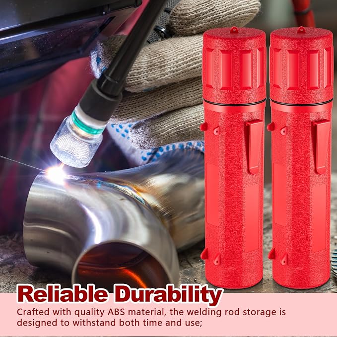 Zonon 4 Pcs Welding Rod Storage Tube 14 Inch Electrode Welding Rod Holder Container Airproof and Waterproof for Canister(Red)