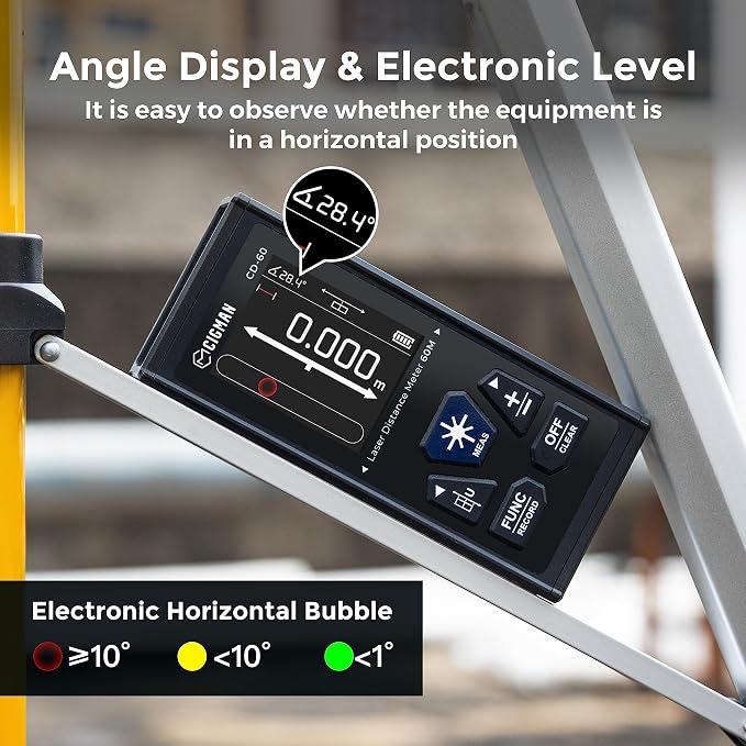 CIGMAN Dual Laser Distance Meter 393ft/120M Bilateral Laser Measurement Tool Rechargeable Laser Measure with M/in/Ft Multiple Units Multifunctional Laser Measure(Laser Level is Class II,Output<1mW)