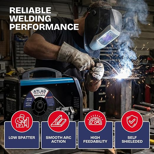 ATLASWELDER Flux Core Welding Wire, E71T-GS .030 Inch 10LB, Gasless Mild Steel MIG Welding Wire with Low Spatter for All Position Welding