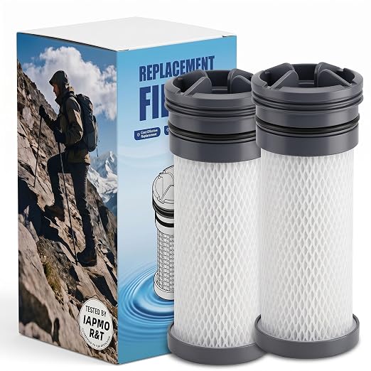 2-Pack Replacement Water Filter Cartridges Compatible with Katadyn Hiker/Hiker Pro Series, 400 Gallons Total Capacity for Taste Improvement, Outdoor Camping Backpacking