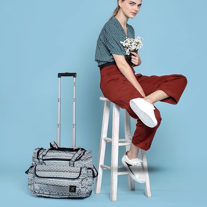 J World New York Donna Rolling Tote Bag on Wheels. Laptop Carry-On, Black (Measures 15 X 17 X 8.3 inches, Holds over 35 litres)