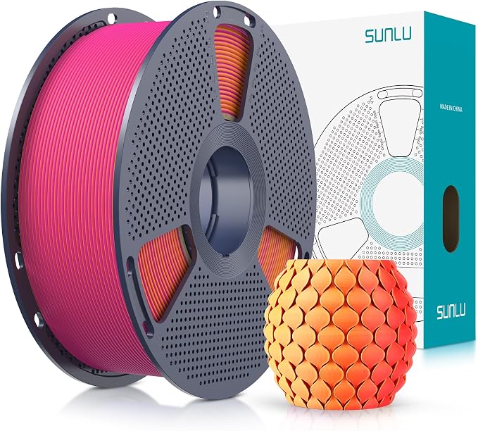 SUNLU Dual Color Matte PLA Filament 1.75mm, Matte 3D Printer PLA Filament, PLA Filament 1kg Spool (2.2lbs), Dimensional Accuracy +/- 0.02mm, Orange Red