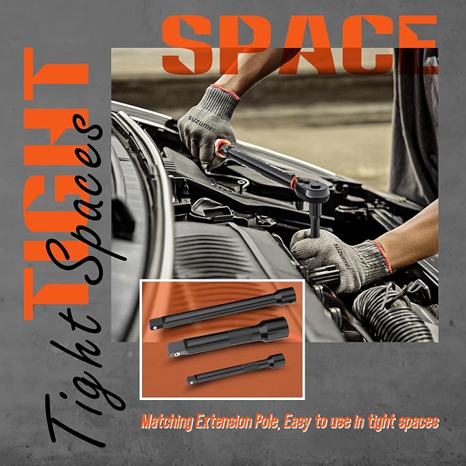 SUZUME 3/8" Drive Impact Socket Set & 3PCS Torque Wrench Set
