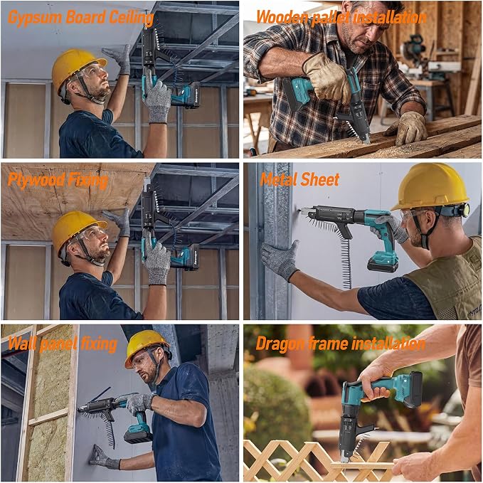 18V Cordless Drywall Screw Gun, 2-in-1 Self-Feeding Drywall Screwdriver | Includes Collated Attachment, Tool Bag and 4.0Ah Battery, Perfect for DIY and Professional Use