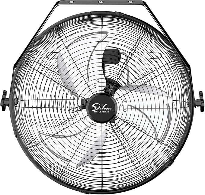 Simple Deluxe 18 Inch Industrial Wall Mount Fan, 3 Speed Commercial Ventilation Metal Fan for Warehouse, Greenhouse, Workshop, Patio, Factory and Basement - High Velocity