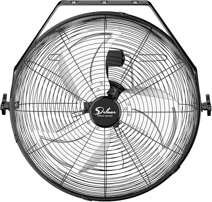 Simple Deluxe 18 Inch Industrial Wall Mount Fan, 3 Speed Commercial Ventilation Metal Fan for Warehouse, Greenhouse, Workshop, Patio, Factory and Basement - High Velocity