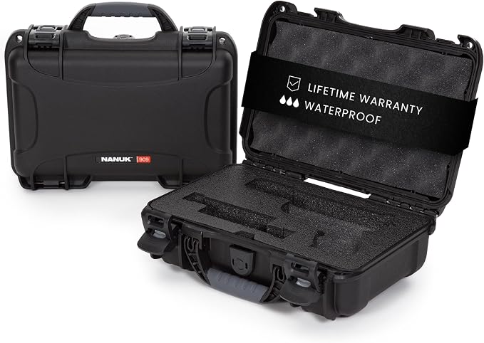 NANUK Hard Case with Custom Foam Insert for Glock, IP67 Waterproof & Crushproof, Rugged Construction for Ultimate Protection, Made in Canada