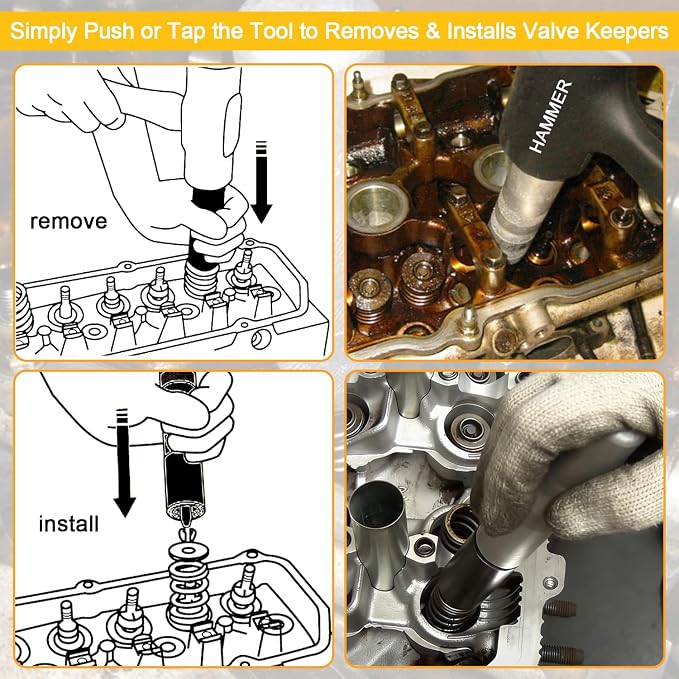 36050 Valve Keeper Remover and Installer Kit & HW0107 Valve Seal Pliers Valve Stem Seal Removal Tool Valve Spring Compressor for Toyota Four Cylinder & for Chrysler New World Engines (36050 & HW0107)