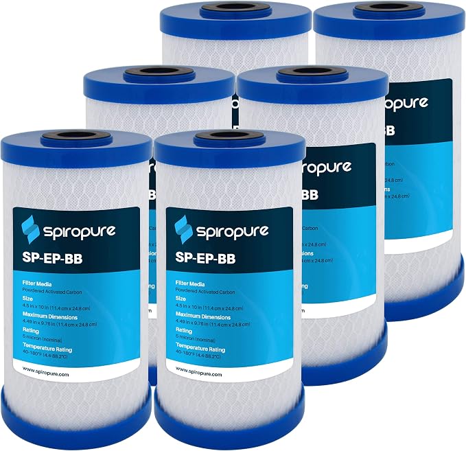 SpiroPure 10x4.5 5 Micron Carbon Block Filter EP-BB CB-45-1005 (6 Pack)
