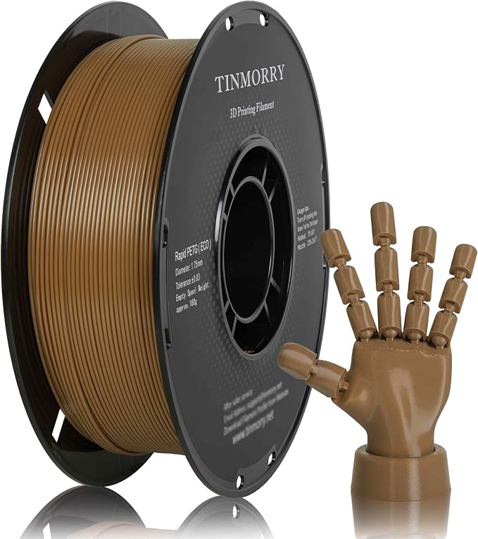 TINMORRY PETG Filament 1.75, Rapid PETG-Eco 3D Printer Filament, Compatible with Most FDM 3D Printers, 1 KG 1 Spool, Coffee