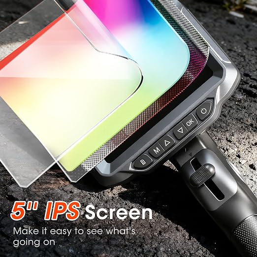 Epicmate 210°Two-Way Articulating Borescope with Light- 5" Inspection Endoscope Camera with Light, Flexible Industrial Boerscope 0.24in Probe Snake Camera for Wall Automotive, HVAC & Mechanics