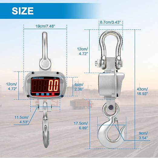 Hyindoor 3000kg 6600lb Crane Scale, 3T Digital Crane Scale with Remote Control, Temperature and Humidity Measuring Hanging Scale, Industrial Heavy Duty Electronic Scales Hoist Scales