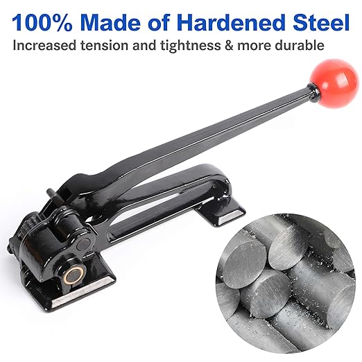 Heavy Duty Steel Strapping Tensioner Tool - for 3/8"-3/4" Metal Banding Tool Tensionining Strapping for 0.012-0.03" Thickness, Strapping Banding Tool for High Tensile Packging