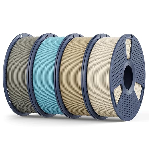 Matte PLA Filament 1.75mm, 4kg(8.8lbs) SUNLU 3D Printer Filament, Matte Surface Texture, No Clogging, Less Brittle, BoneWhite+Oceanblue+Oak+Clay