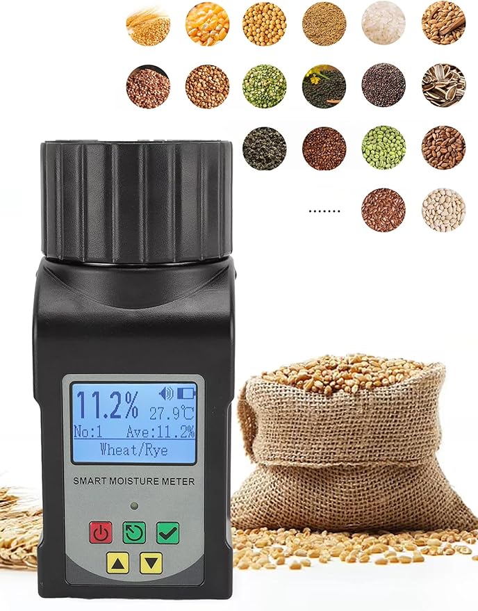 Grain Moisture Tester Portable Cup-Type Meter for 25 Grains Including Wheat, Corn, Coffee, High Precision with Temperature Compensation, Data Storage, for Farmers Food Processors & Traders - GOYOJO