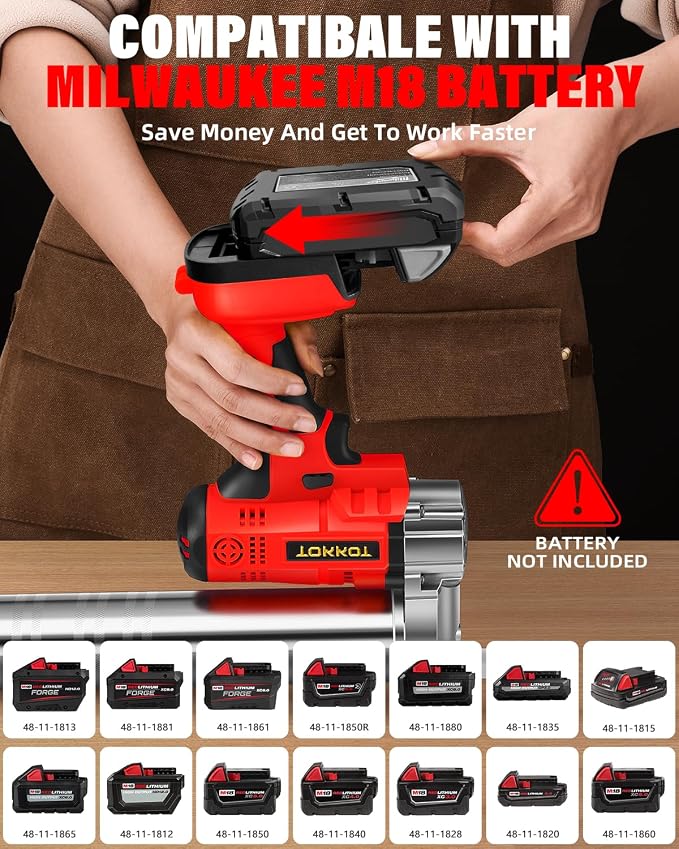 Cordless Electric Grease Gun for Milwaukee M18 18V Battery,12000 PSI Heavy Duty Grease Gun with LED,12" Flexible Hose & 8 Grease Couplers for Car Truck ATV Farm Equipment Lubrication, Tool Only