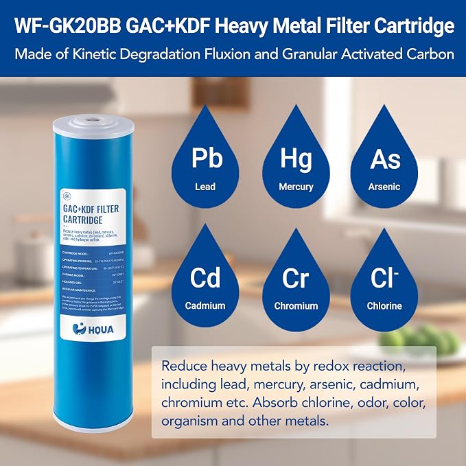 Whole House Compound Replacement Filter Cartridge, WF-GK20BB, Fit for WF3 Series, GAC+KDF, Kinetic Degradation Fluxion, Granular Activated Carbon