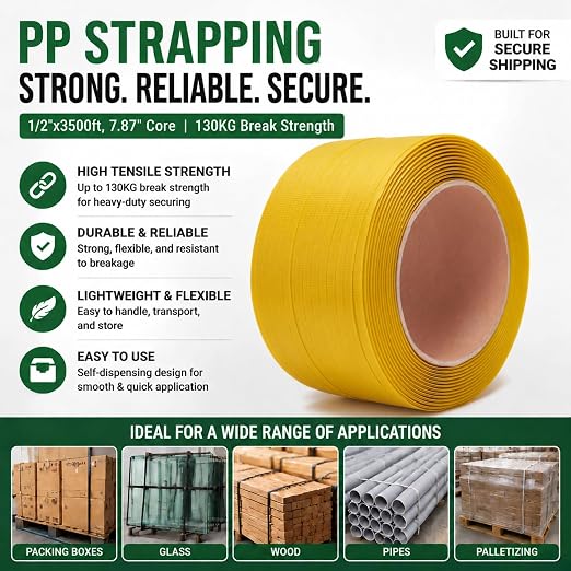 All-in-One Banding Strapping Kit with Poly Strapping Tensioner, 3000ft PP Band, 200 Metal Seals, and Sealer Tools