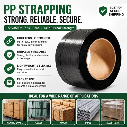 Heavy Duty Pallet Poly Banding Strapping Kit - 3500ft PP Band, 1 Tensioner,200pcs Metal Seals, 1 Sealer Tools